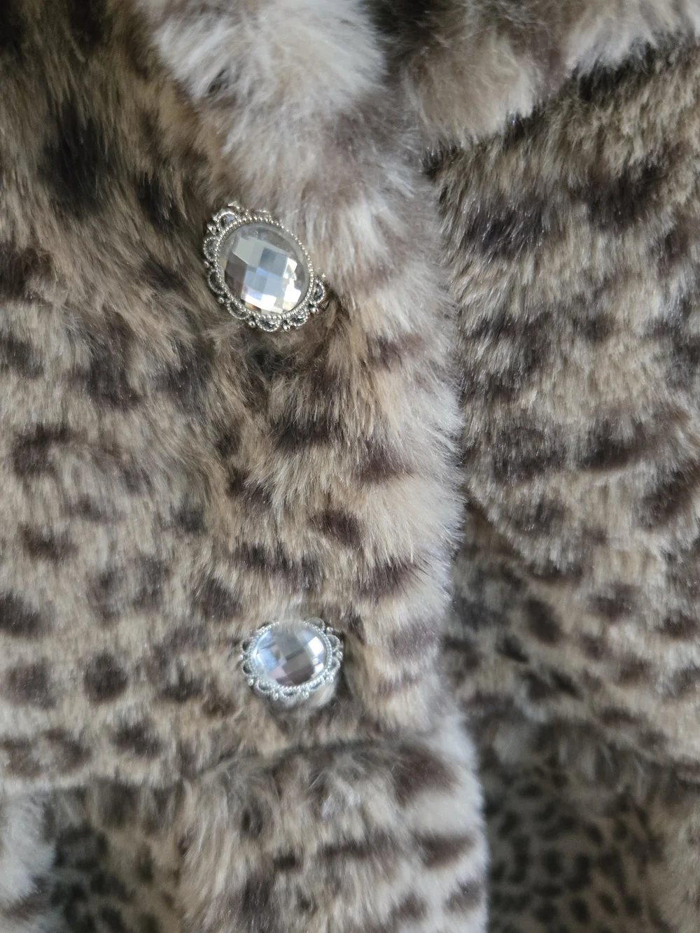 Girls Faux Fur Leopard Print Coat - Taupe/Brown. Biscotti Collection. Size 5